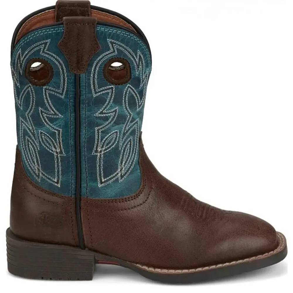 Justin Children's Bowline Junior Sapphire Blue Western Boots, Size 4